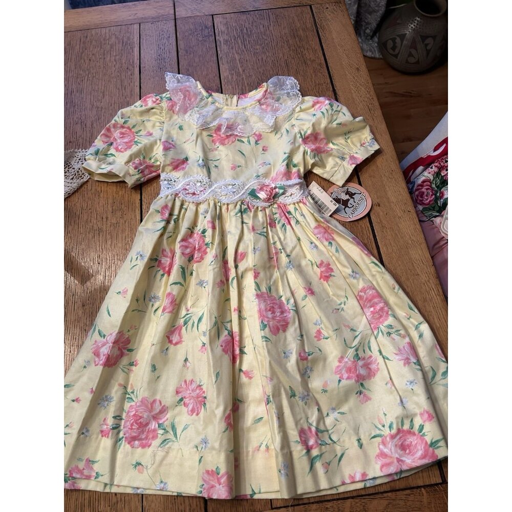 Carrousel Vintage Girls Dress Pink Floral Lace Vintage New W/ Tags Sz 4